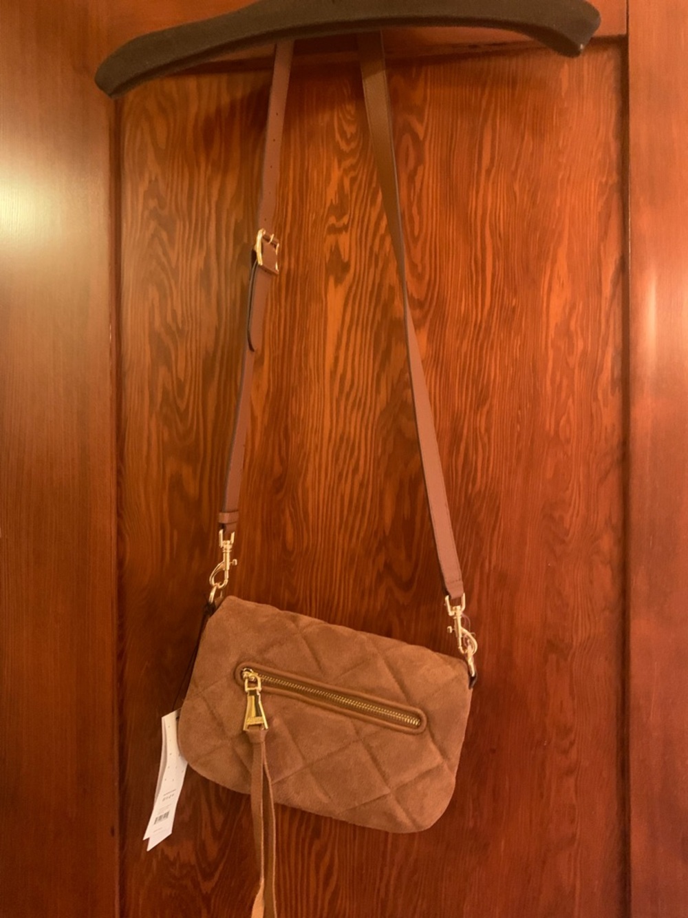 Aimee Kestenberg Quilted Suede Crossbody in Brown